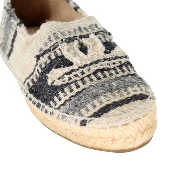 Chanel Espadrille 37 Striped Woven Canvas Cap Toe Cc Flats CC-0503N-0144 - Picture 8 of 11